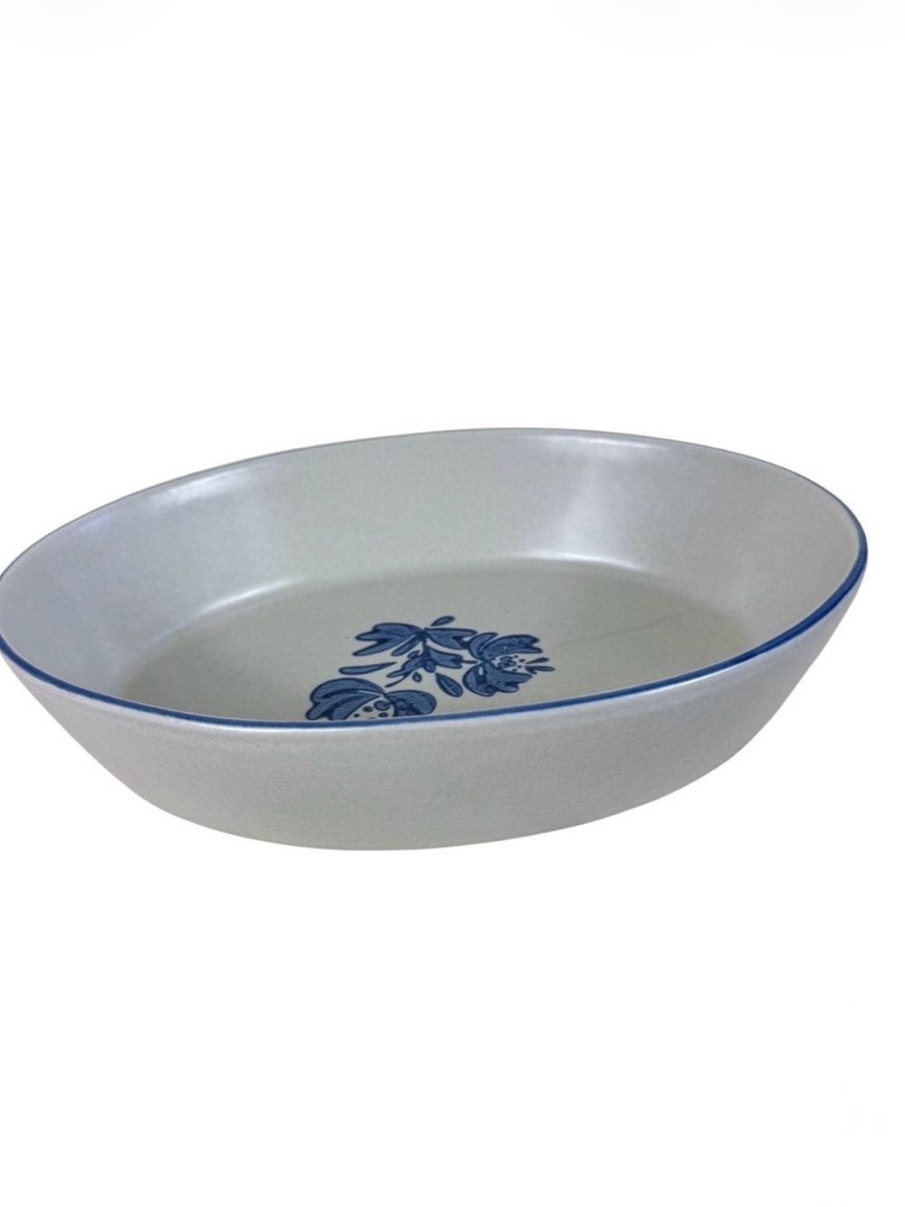 Pfaltzgraff Yorktowne Oval Vegetable Serving Bowl Blue Floral Gray USA 241 10in